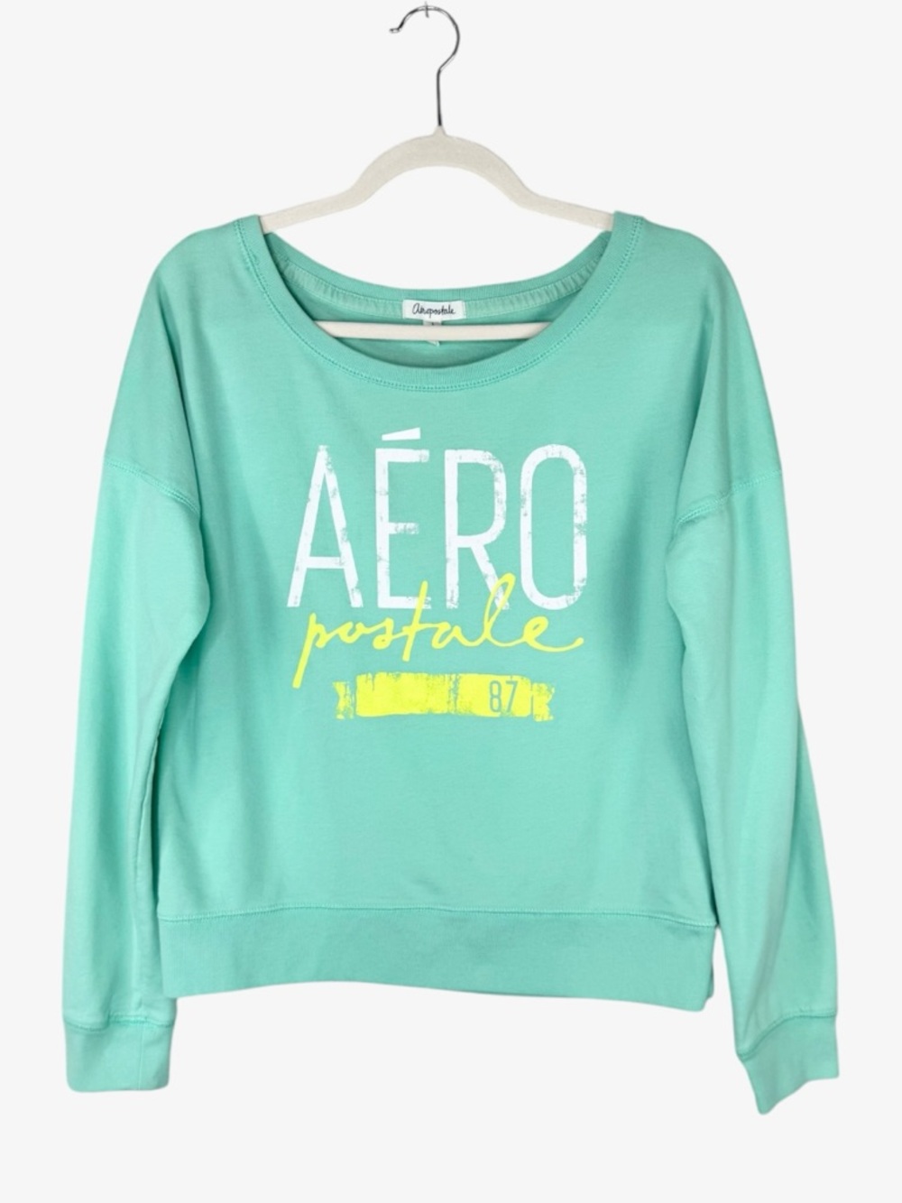 Aeropostale Mint Green Crewneck Sweatshirt L Lightweight Retro Y2K Baggy Boxy